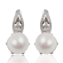 91631 Xuping High Quality Fashion Rhodium plated Jewelry Earrings with pearl